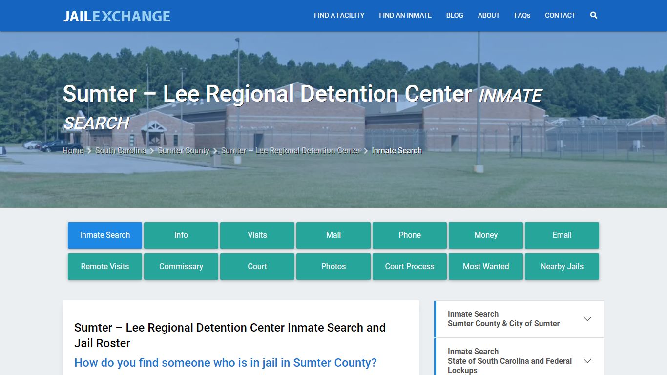 Sumter – Lee Regional Detention Center Inmate Search - Jail Exchange