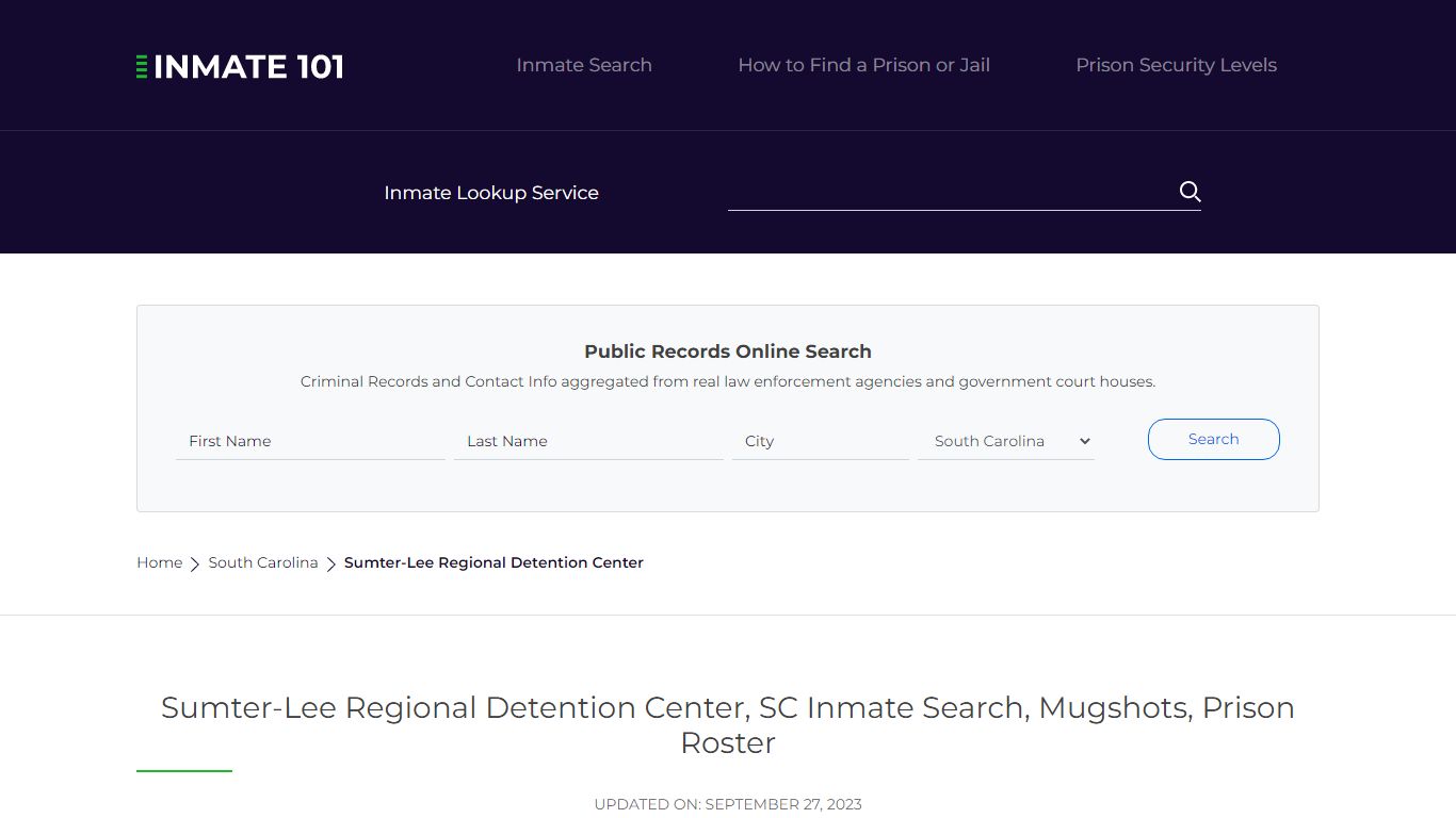 Sumter-Lee Regional Detention Center, SC Inmate Search, Mugshots ...